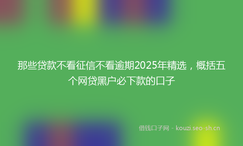 那些贷款不看征信不看逾期2025年精选，概括五个网贷黑户必下款的口子