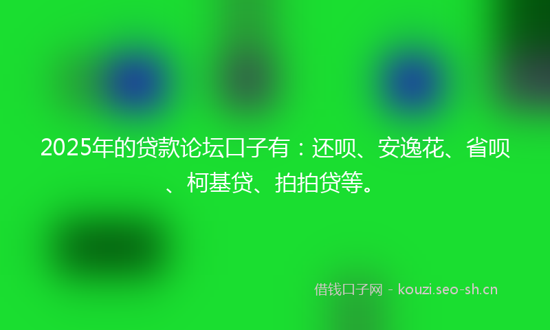 2025年的贷款论坛口子有:还呗、安逸花、省呗、柯基贷、拍拍贷等。