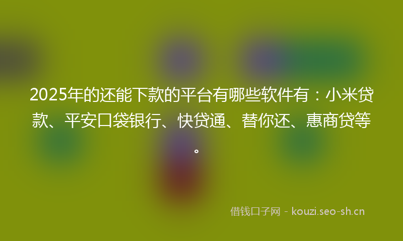 2025年的还能下款的平台有哪些软件有：小米贷款、平安口袋银行、快贷通、替你还、惠商贷等。