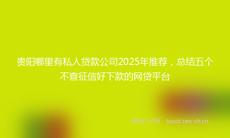 贵阳哪里有私人贷款公司2025年推荐，总结五个不查征信好下款的网贷平台