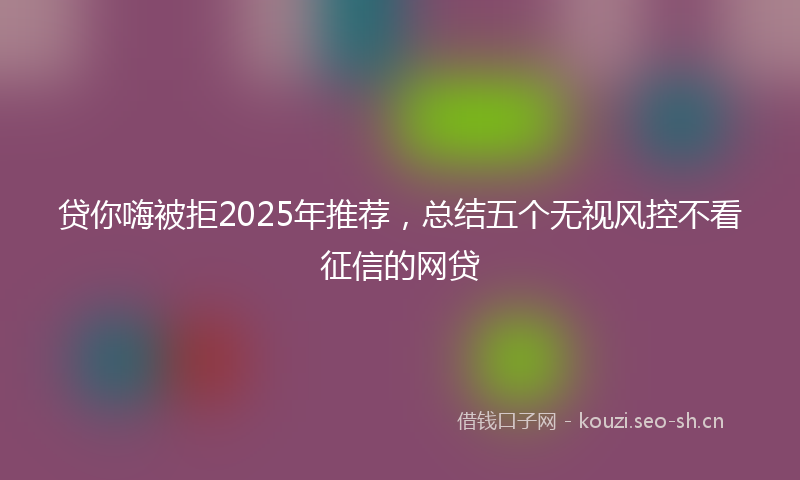 贷你嗨被拒2025年推荐，总结五个无视风控不看征信的网贷