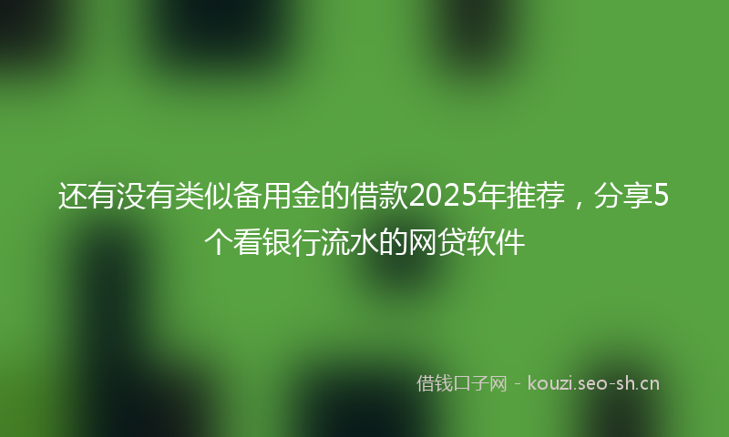 还有没有类似备用金的借款2025年推荐，分享5个看银行流水的网贷软件