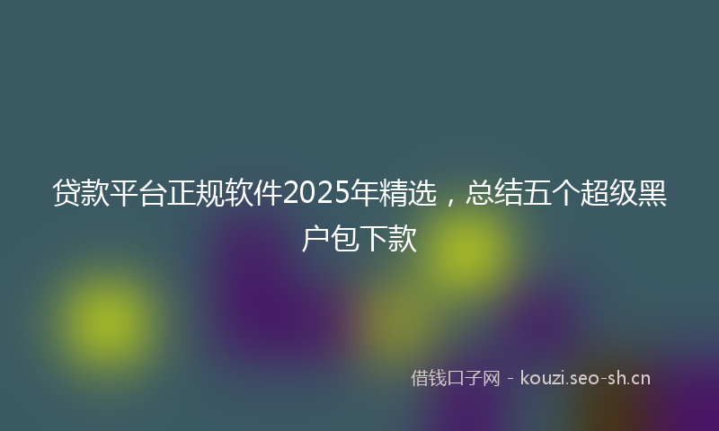 贷款平台正规软件2025年精选，总结五个超级黑户包下款