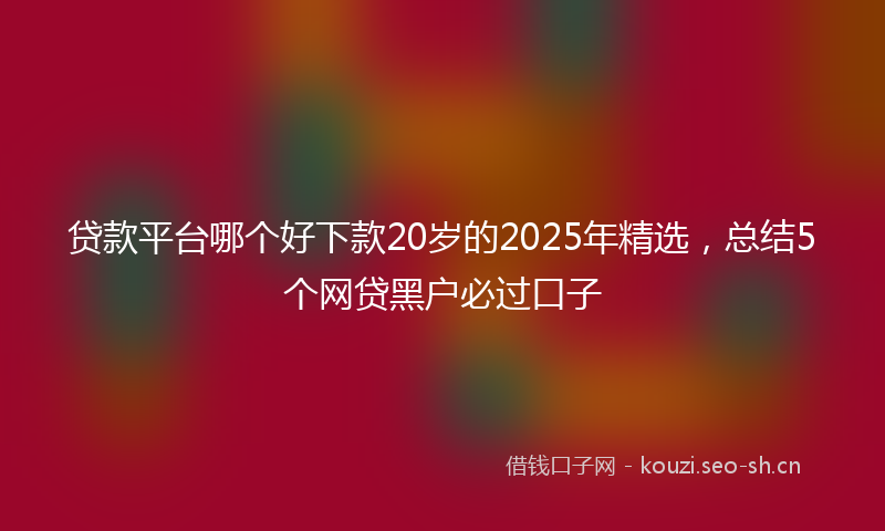 贷款平台哪个好下款20岁的2025年精选，总结5个网贷黑户必过口子