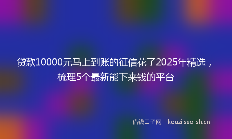 贷款10000元马上到账的征信花了2025年精选，梳理5个最新能下来钱的平台