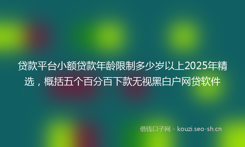 贷款平台小额贷款年龄限制多少岁以上2025年精选，概括五个百分百下款无视黑白户网贷软件