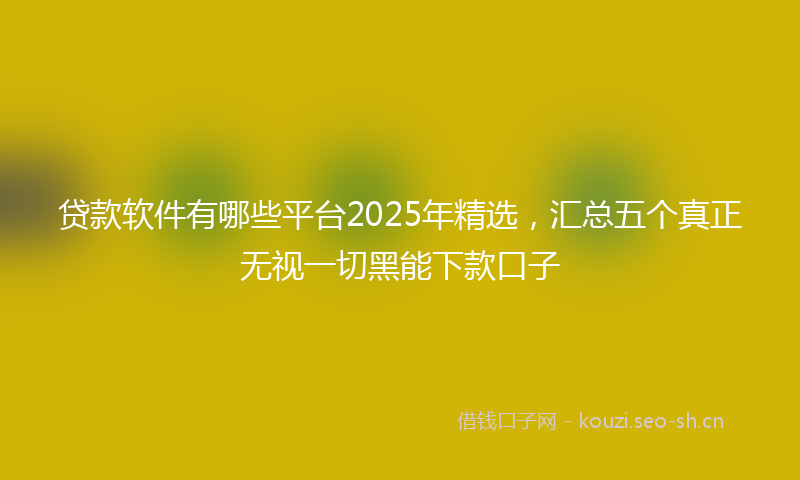 贷款软件有哪些平台2025年精选,汇总五个真正无视一切黑能下款口子