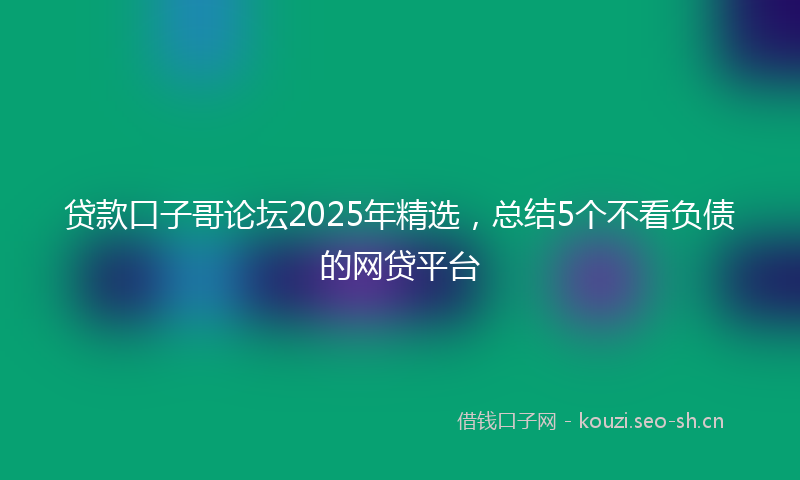 贷款口子哥论坛2025年精选，总结5个不看负债的网贷平台