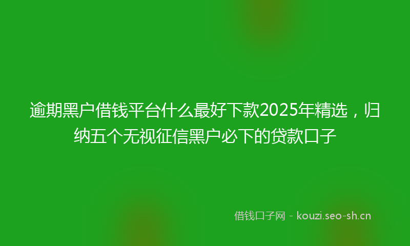 逾期黑户借钱平台什么最好下款2025年精选，归纳五个无视征信黑户必下的贷款口子