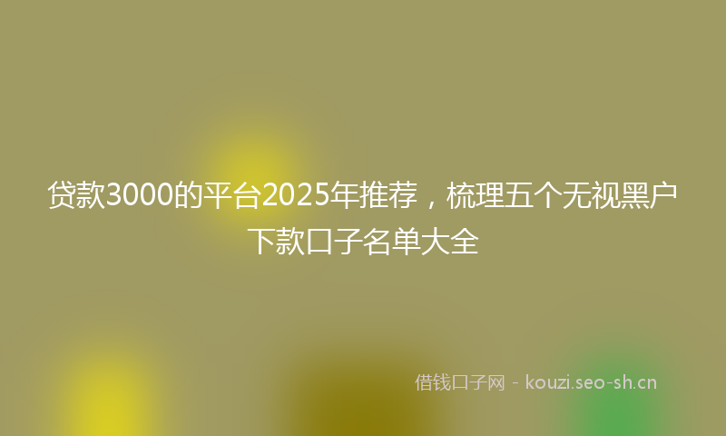 贷款3000的平台2025年推荐，梳理五个无视黑户下款口子名单大全