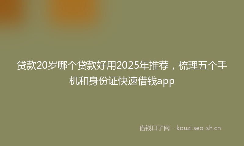 贷款20岁哪个贷款好用2025年推荐，梳理五个手机和身份证快速借钱app