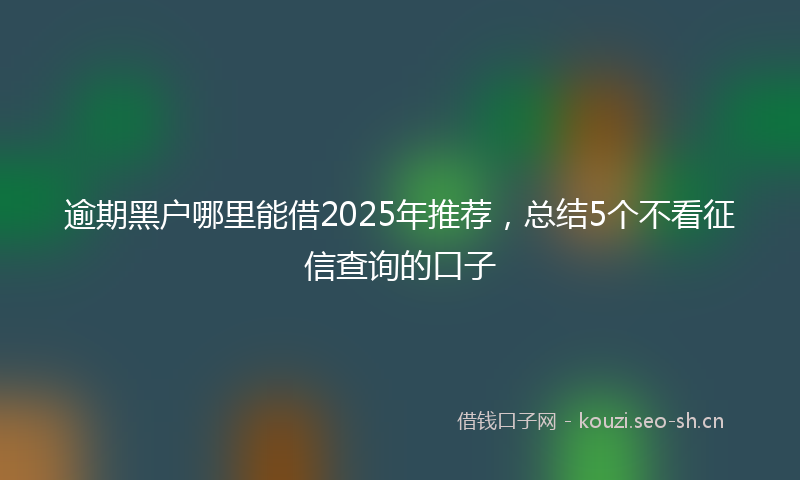 逾期黑户哪里能借2025年推荐,总结5个不看征信查询的口子
