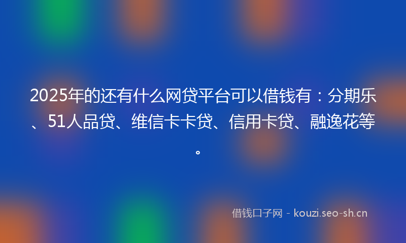 2025年的还有什么网贷平台可以借钱有：分期乐、51人品贷、维信卡卡贷、信用卡贷、融逸花等。