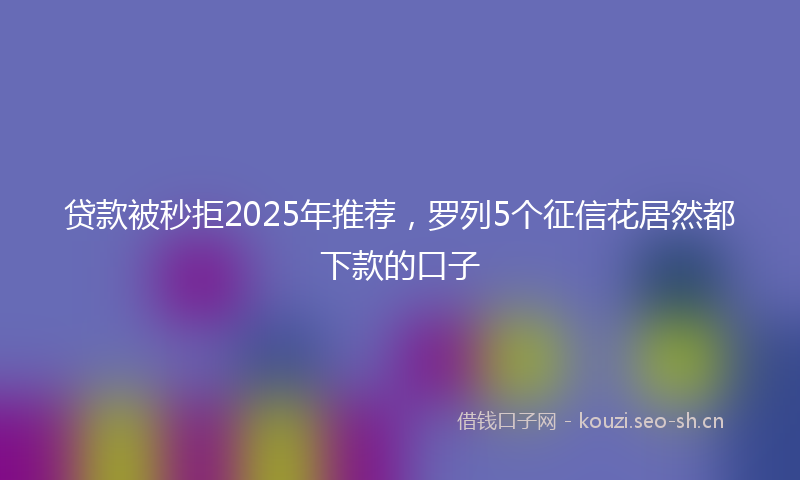 贷款被秒拒2025年推荐，罗列5个征信花居然都下款的口子