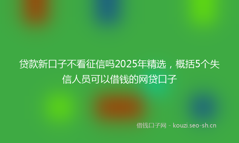 贷款新口子不看征信吗2025年精选，概括5个失信人员可以借钱的网贷口子