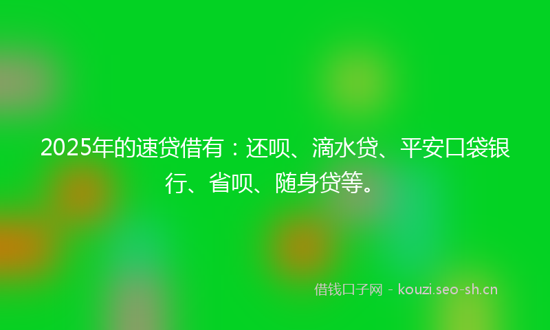 2025年的速贷借有：还呗、滴水贷、平安口袋银行、省呗、随身贷等。