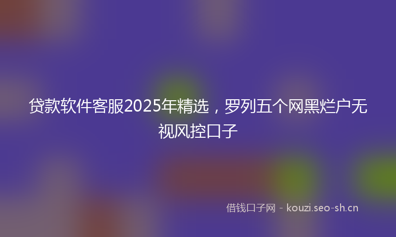贷款软件客服2025年精选，罗列五个网黑烂户无视风控口子