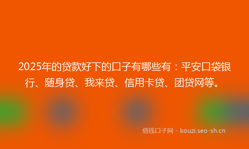 2025年的贷款好下的口子有哪些有：平安口袋银行、随身贷、我来贷、信用卡贷、团贷网等。