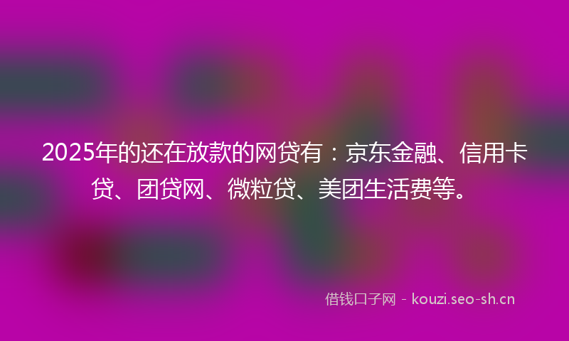 2025年的还在放款的网贷有:京东金融、信用卡贷、团贷网、微粒贷、美团生活费等。