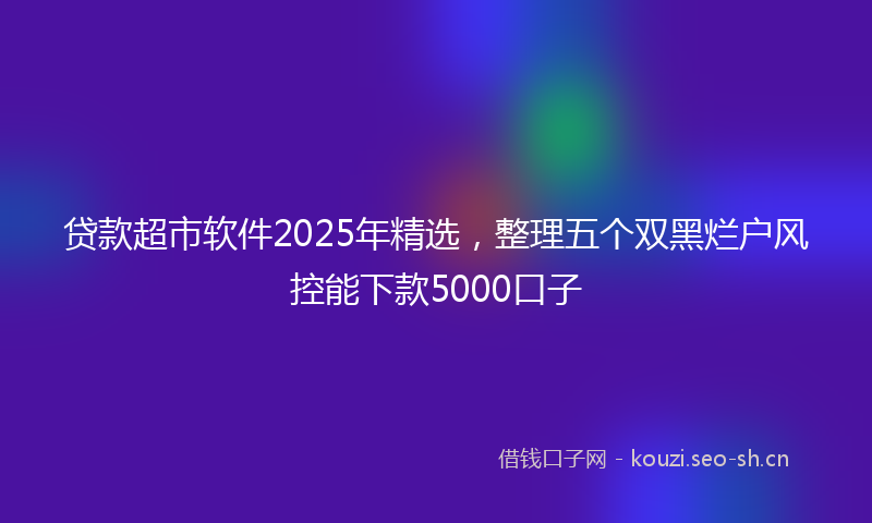 贷款超市软件2025年精选，整理五个双黑烂户风控能下款5000口子