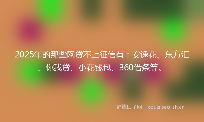 2025年的那些网贷不上征信有：安逸花、东方汇、你我贷、小花钱包、360借条等。