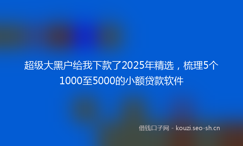 超级大黑户给我下款了2025年精选，梳理5个1000至5000的小额贷款软件