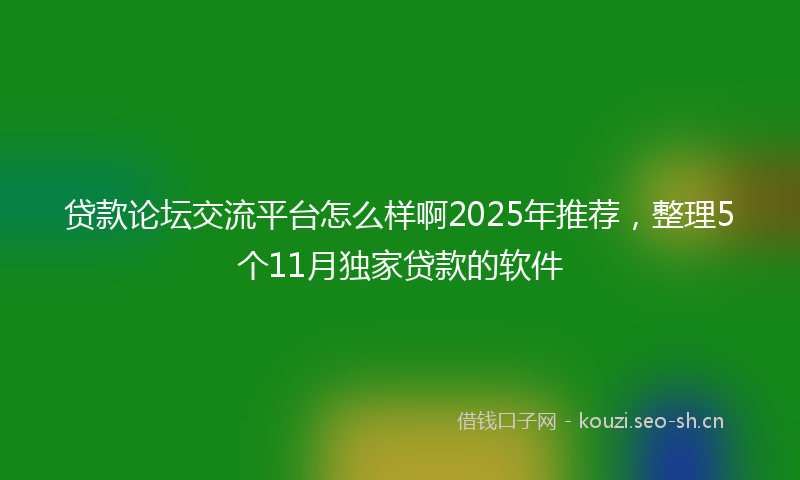 贷款论坛交流平台怎么样啊2025年推荐，整理5个11月独家贷款的软件