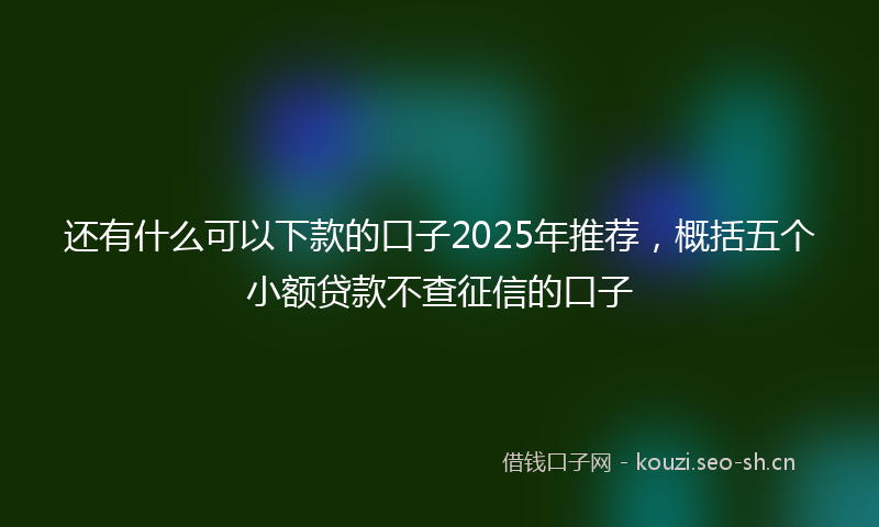 还有什么可以下款的口子2025年推荐，概括五个小额贷款不查征信的口子