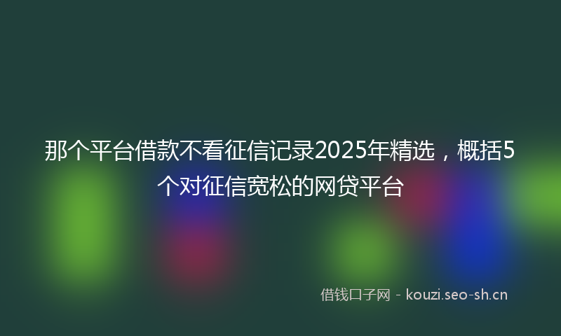 那个平台借款不看征信记录2025年精选,概括5个对征信宽松的网贷平台