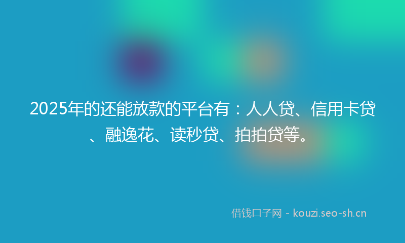 2025年的还能放款的平台有：人人贷、信用卡贷、融逸花、读秒贷、拍拍贷等。