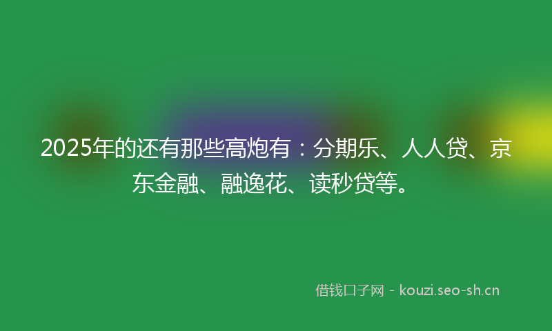 2025年的还有那些高炮有：分期乐、人人贷、京东金融、融逸花、读秒贷等。