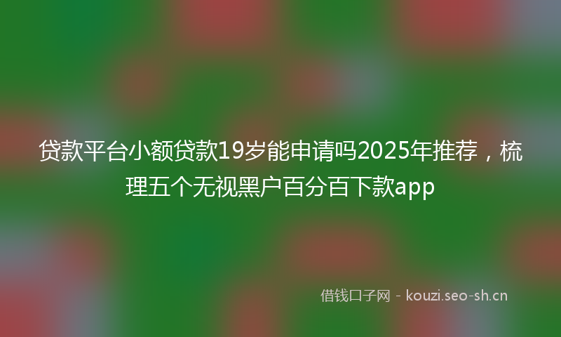 贷款平台小额贷款19岁能申请吗2025年推荐，梳理五个无视黑户百分百下款app
