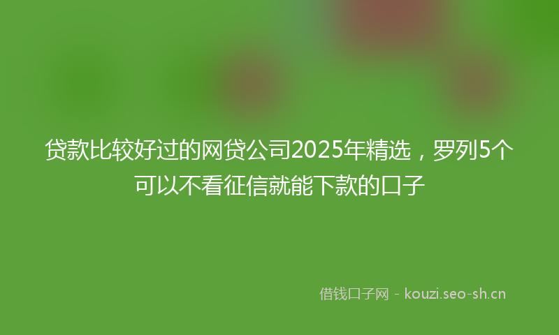 贷款比较好过的网贷公司2025年精选，罗列5个可以不看征信就能下款的口子