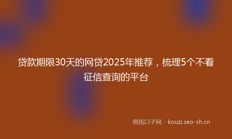 贷款期限30天的网贷2025年推荐，梳理5个不看征信查询的平台