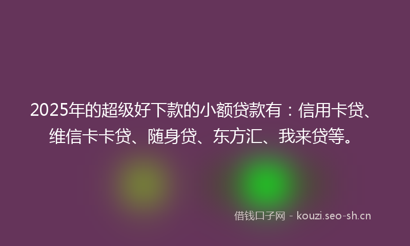 2025年的超级好下款的小额贷款有:信用卡贷、维信卡卡贷、随身贷、东方汇、我来贷等。