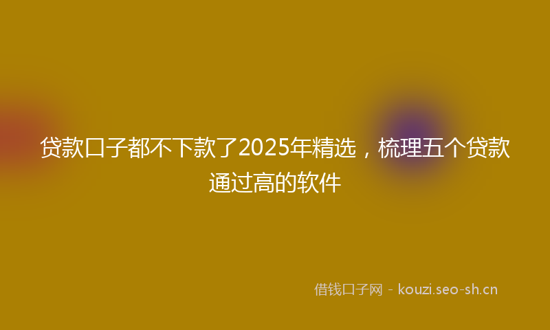 贷款口子都不下款了2025年精选，梳理五个贷款通过高的软件