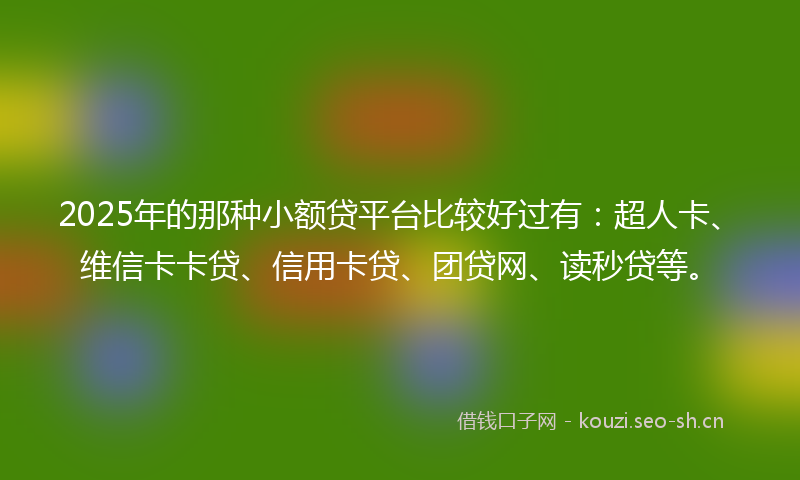 2025年的那种小额贷平台比较好过有：超人卡、维信卡卡贷、信用卡贷、团贷网、读秒贷等。