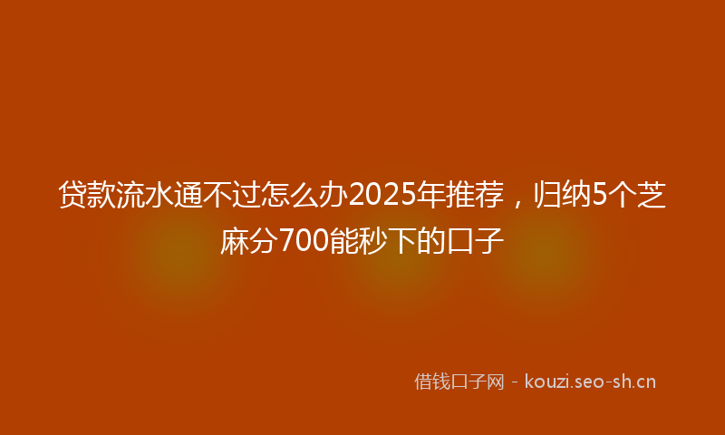 贷款流水通不过怎么办2025年推荐，归纳5个芝麻分700能秒下的口子