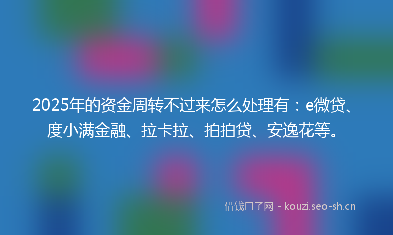 2025年的资金周转不过来怎么处理有：e微贷、度小满金融、拉卡拉、拍拍贷、安逸花等。