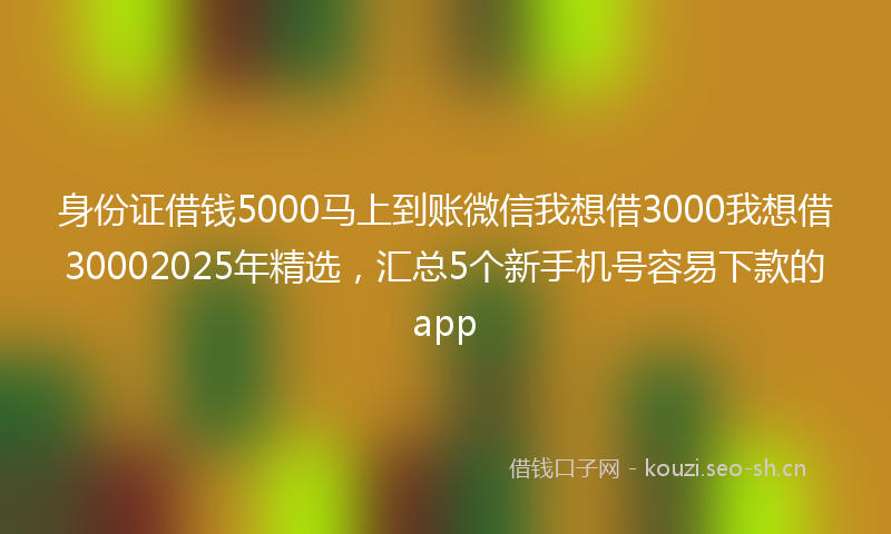 身份证借钱5000马上到账微信我想借3000我想借30002025年精选，汇总5个新手机号容易下款的app