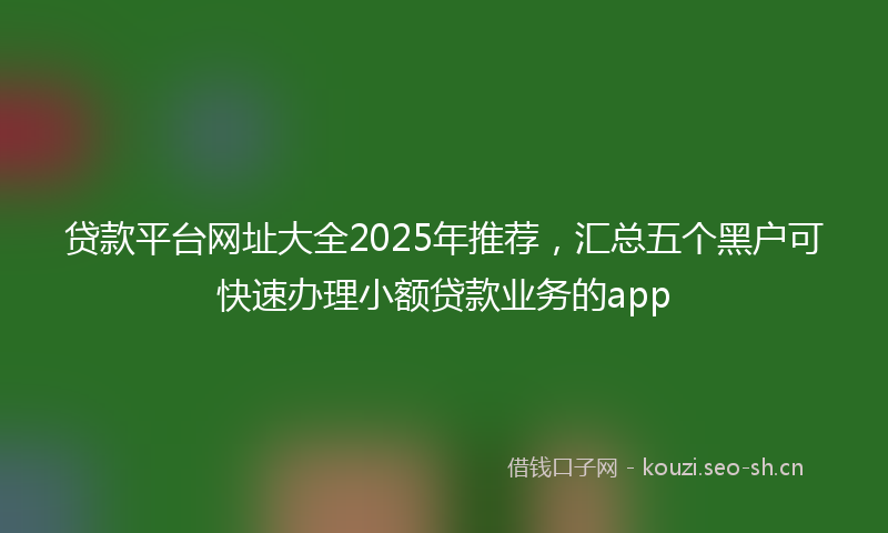 贷款平台网址大全2025年推荐，汇总五个黑户可快速办理小额贷款业务的app
