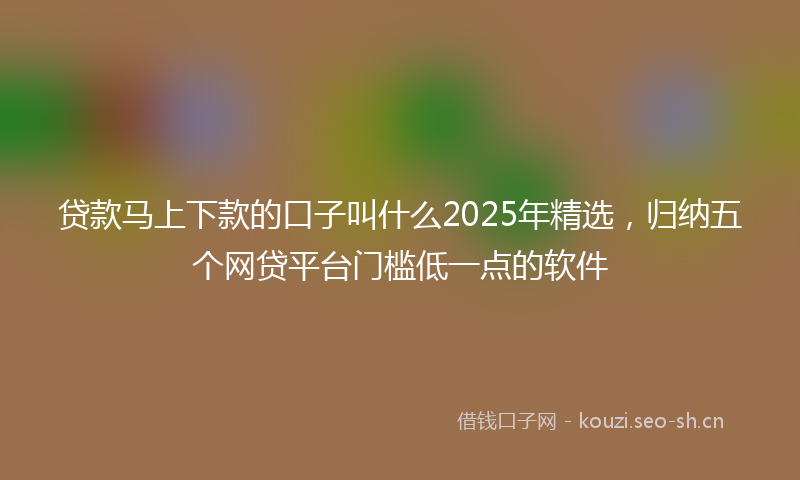 贷款马上下款的口子叫什么2025年精选,归纳五个网贷平台门槛低一点的软件