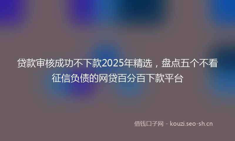 贷款审核成功不下款2025年精选，盘点五个不看征信负债的网贷百分百下款平台