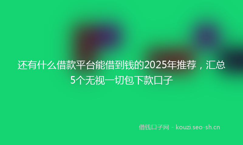 还有什么借款平台能借到钱的2025年推荐,汇总5个无视一切包下款口子