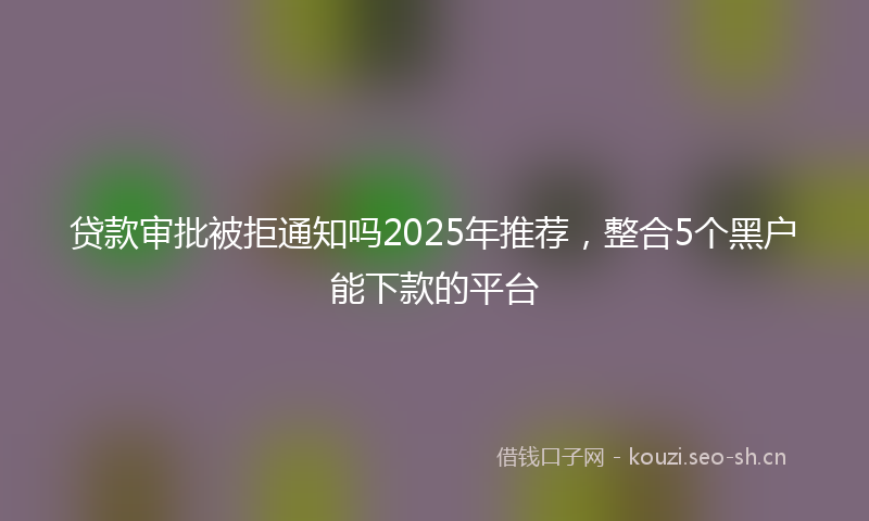 贷款审批被拒通知吗2025年推荐，整合5个黑户能下款的平台