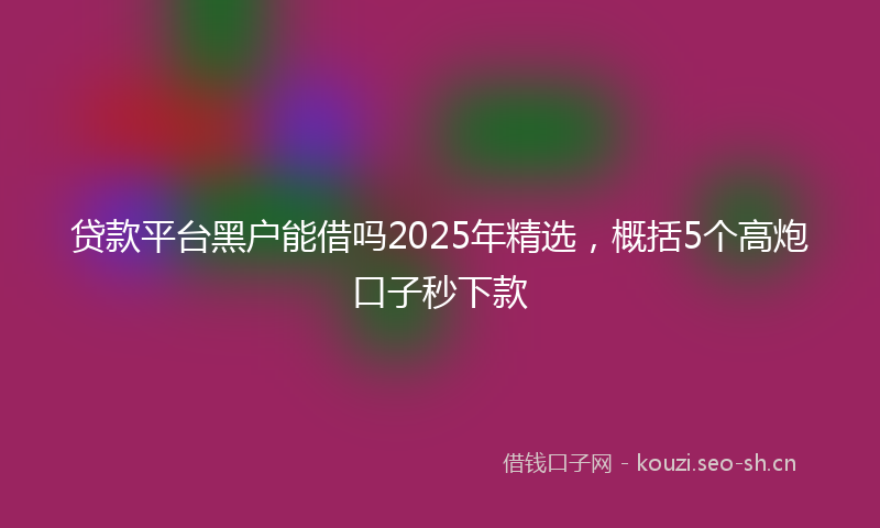 贷款平台黑户能借吗2025年精选，概括5个高炮口子秒下款