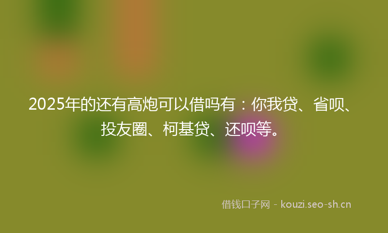 2025年的还有高炮可以借吗有:你我贷、省呗、投友圈、柯基贷、还呗等。