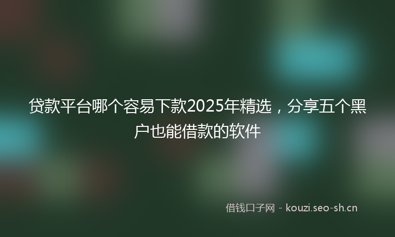 贷款平台哪个容易下款2025年精选，分享五个黑户也能借款的软件