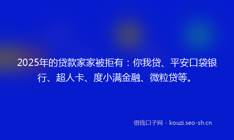 2025年的贷款家家被拒有：你我贷、平安口袋银行、超人卡、度小满金融、微粒贷等。