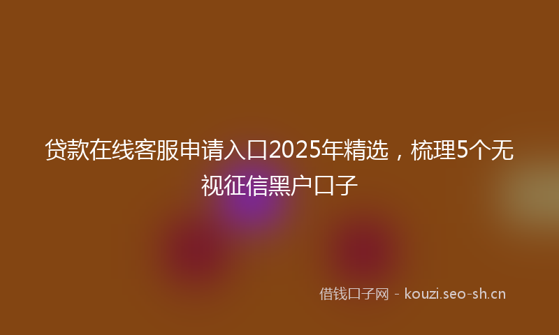 贷款在线客服申请入口2025年精选，梳理5个无视征信黑户口子